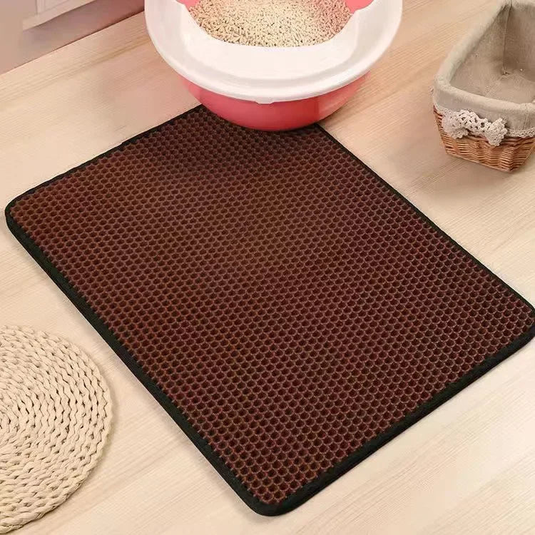 Double-Layer Waterproof Cat Litter Mat – Traps Litter & Keeps Floors Clean