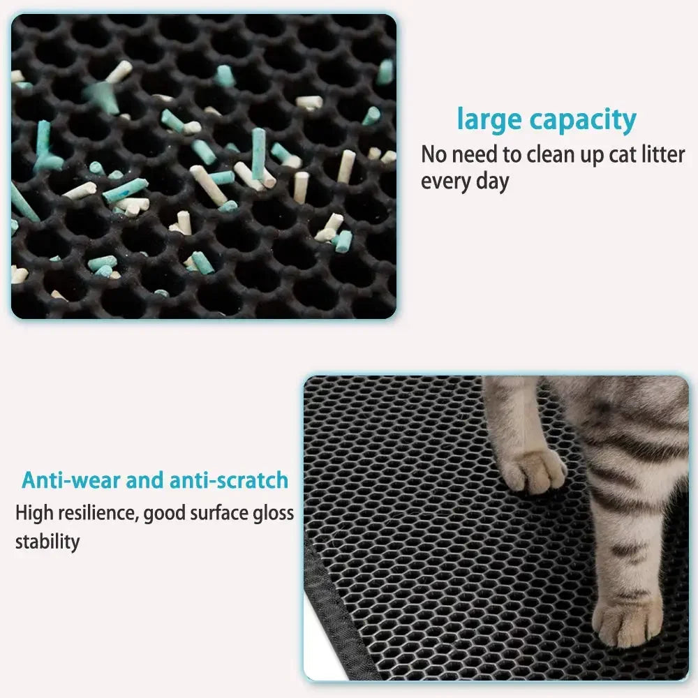 Double-Layer Waterproof Cat Litter Mat – Traps Litter & Keeps Floors Clean