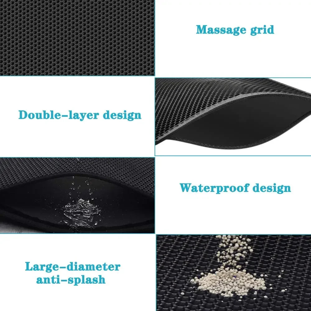 Double-Layer Waterproof Cat Litter Mat – Traps Litter & Keeps Floors Clean