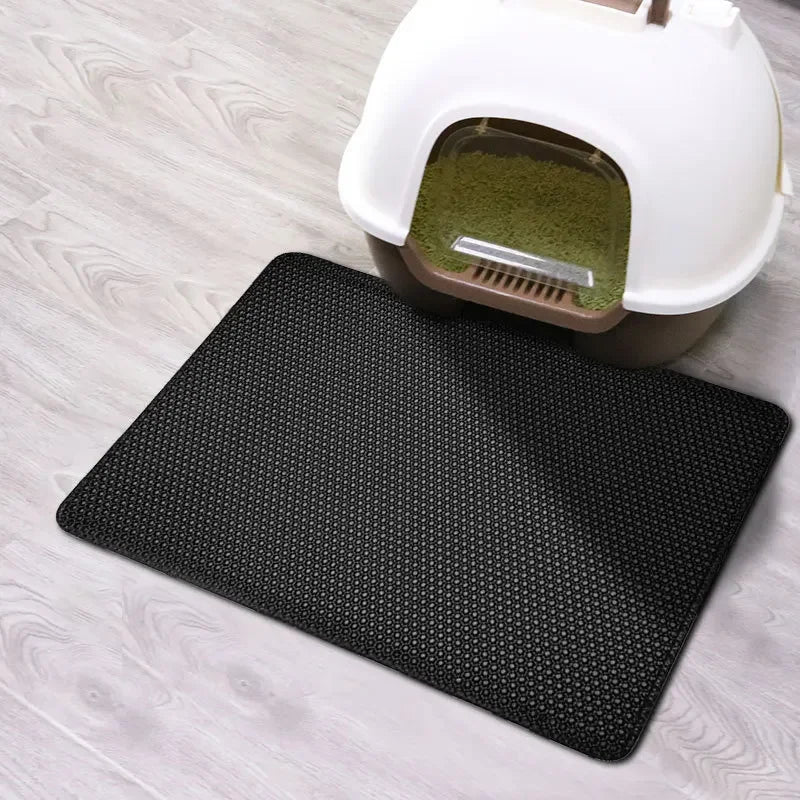 Double-Layer Waterproof Cat Litter Mat – Traps Litter & Keeps Floors Clean