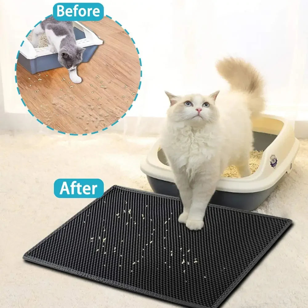 Double-Layer Waterproof Cat Litter Mat – Traps Litter & Keeps Floors Clean